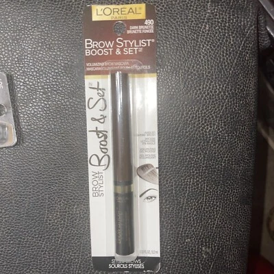 L'oreal  Brow Stylist Boost & Set Volumizing Brow Mascara #490 Dark Brunette  - Image 1 of 2