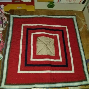 Pottery Barn Kids "Red Mitered Square" Quilted Euro Sham - Picture 1 of 3