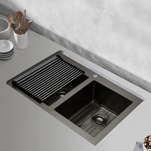 33x22" Drop in Kitchen Sink Double Bowl Gunmetal Black Stainless Steel USA - Picture 1 of 21