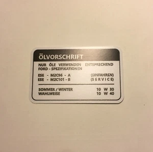 Ford Transit Etykieta regulacji oleju na pokrywę zaworu Naklejka Naklejka Naklejka Naklejka - Zdjęcie 1 z 2