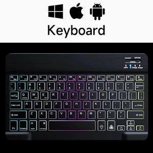 Wireless Bluetooth Backlit Keyboard Mouse Set Mini Portable for Android iOS Appl - Picture 1 of 11