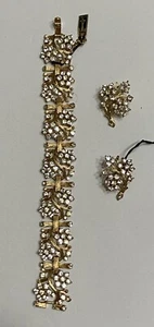 Vintage 60er Jahre Trifari klare Strass Halskette ~ Ohrringe ~ Set - Bild 1 von 6