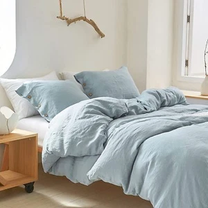 Leinenbettbezug in Dusty Blue, Steingewaschener Bettbezug, King Queen Size Bettdecke - Bild 1 von 6