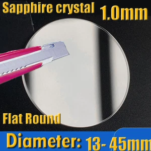 1.0mm Sapphire Glass Watch Crystal 13mm to 45mm Flat Round Mechanical Watch Lens - Picture 1 of 9