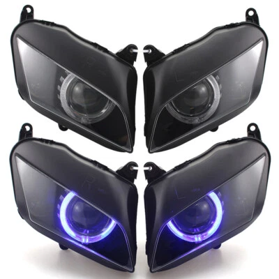 Faro proyector HID completamente montado ojos de ángel azules para Honda CBR600RR 07-12 Foto 1 de 4