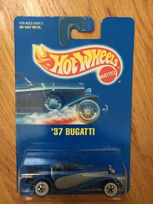 RARE 1991 HOT WHEELS BLUE CARD '37 BUGATTI #28 DIECAST CAR - Image 1 of 4