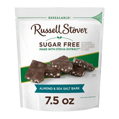 RUSSELL STOVER Sugar Free Dark Chocolate Almond & Sea Salt Bark, 7.5 oz  - Image 1 of 4