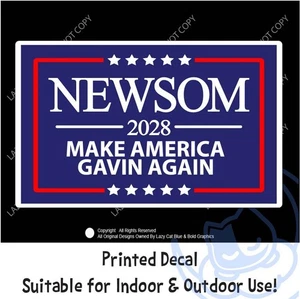 Newsom 2028 Make America Gavin Again Decal Sticker Political Anti Trump MAGA USA - Picture 1 of 8