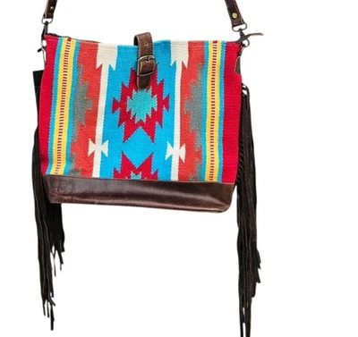 Bolso Bandolera American Darling Sillín Manta Cuero Borde Western Flecos Cartera Foto 1 de 4