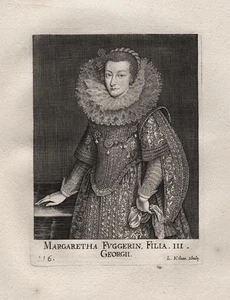 Margareta Gräfin Fugger zu Nordendorf Portrait Kupferstich Lucas Kilian 1650 - Bild 1 von 1