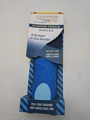 Copper Fit Plantar Fascia Orthotic Insoles Mens OSFM 9-12 Arch and Heel Pain - Image 1 of 3