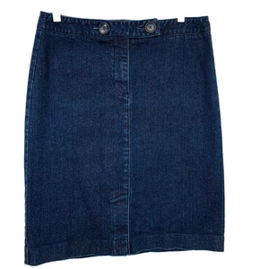 Talbots Denim Jean Skirt 6 Blue Dark Wash Pencil Knee Length Casual Travel Work - Picture 1 of 9