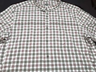 Camisa a Cuadros REI Para Hombres Botón Frontal Manga Corta Blanco Oliva Borgoña 2XL XX XXL Foto 1 de 4