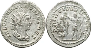Ancient Roman silvered coin of Valerian II as Caesar minted in Antioch 254-255A - Picture 1 of 1