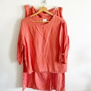 Click by Color Me Orange Leinen Top und Rock Set Made in USA Gr. L/XL - Bild 1 von 11