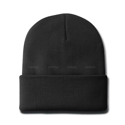 Solid Plain Beanie Hat Cap Knit Ski Skully Cuff Winter Warm Men Women Slouchy CF - Image 1 of 4