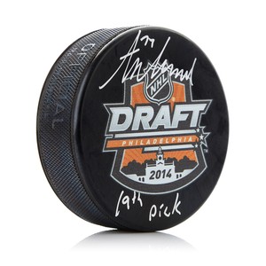 Tony DeAngelo Autographed 2014 NHL Draft Day Puck with 19th Pick Note