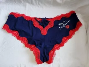 NWT Cacique Panties 22 24 3x Silky Satin Red Blue Kiss me I'm American Cheeky - Picture 1 of 9