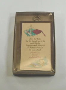 Mini PLACA DE DÍA DE GRADUACIÓN RELIGIOSA de colección de madera regalo 3x5 caja original 1990 - Imagen 1 de 4