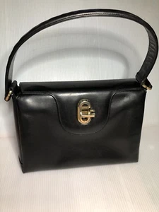 1950’s Vintage Gucci Glossy Black Leather Kelly Bag 10" L x 7”H x 4.5”W - Picture 1 of 11