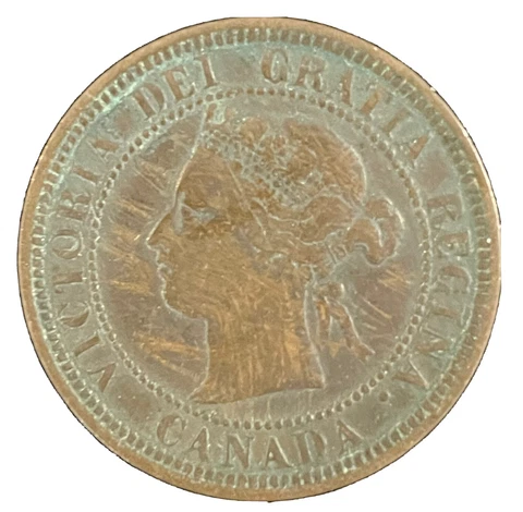 1881 H Canada One 1 Cent Canadian Large Penny Queen Victoria Bronze Patina KM# 7 Cover