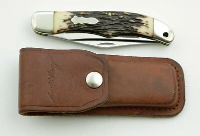 Vintage Schrade 227UH Knife 1970's Folding Hunter / Trapper with Sheath - Image 1 of 4