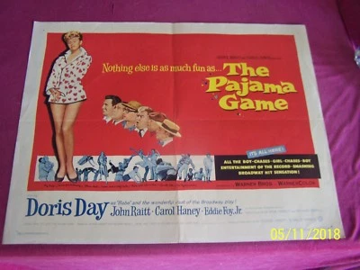 THE PYJAMA GAME ORIG 1957 Movie Poster Doris Day John Raitt Comedy Entertainment - Bild 1 von 4