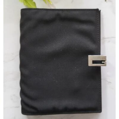 GENUINO AGENDA GUCCI NEGRO LONA CUERO CUADERNO ORGANIZADOR PLANIFICADOR AUTÉNTICO Foto 1 de 4