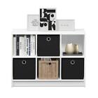 Furinno Bookcases and Bookshelves 3-Shelf Cube Wood White/Black W/Closed Storage