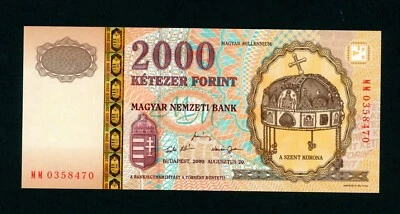 HUNGARY  2000  FORINT  2000 COMMEMORATIVE ISSUE  PICK # 186  UNC. - Image 1 of 2