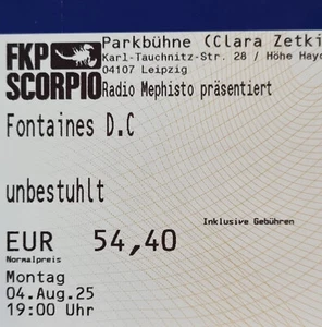 Tickets Fontaines D.C Leipzig 04.08.25 Stehplatz Eintrittskarten Karten - Bild 1 von 1