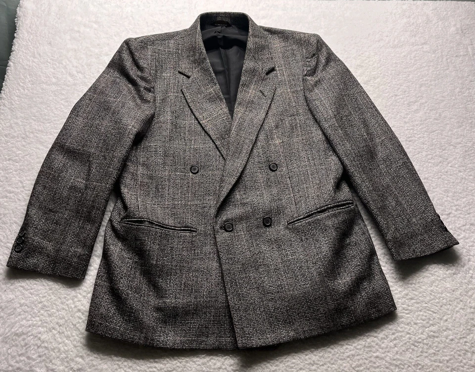 John Henry Tweed Wool Sport Coat Blazer Jacket Size 40S Double Breasted - Image 1 of 4