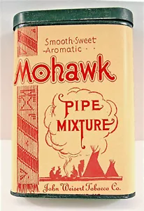 Vintage Mohawk Paper Label Pocket Tobacco Tin John Weisert Tobacco St Louis Mo - Picture 1 of 3