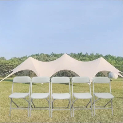 TECHTONGDA Commercial 5 Pack One Set White Plastic Folding Stackable Chairs - Image 1 of 4