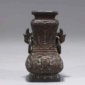 Rare Antique Chinese Bronze Handle Archaic Open-Ended Vase 19th century - Picture 1 of 4