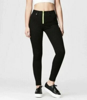 Pantalones de mezclilla ajustados negros elásticos CARMAR Robin talla 25 neón cremallera mosca NUEVO Foto 1 de 4