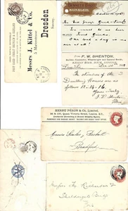 GB QV 1874-1901 COMMERCIAL PRINTED COMPANY STATIONERY CARDS + ENVELOPES 6 ITEMS - Picture 1 of 2
