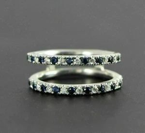 2Ct Round Lab-Created Sapphire Diamond Wedding Enhancer Ring 14K White Gold Over - Picture 1 of 5