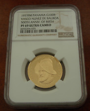 Panama 1977FM Gold 100 Balboas NGC PF69UC 500th Anniversary - Birth of Balboa