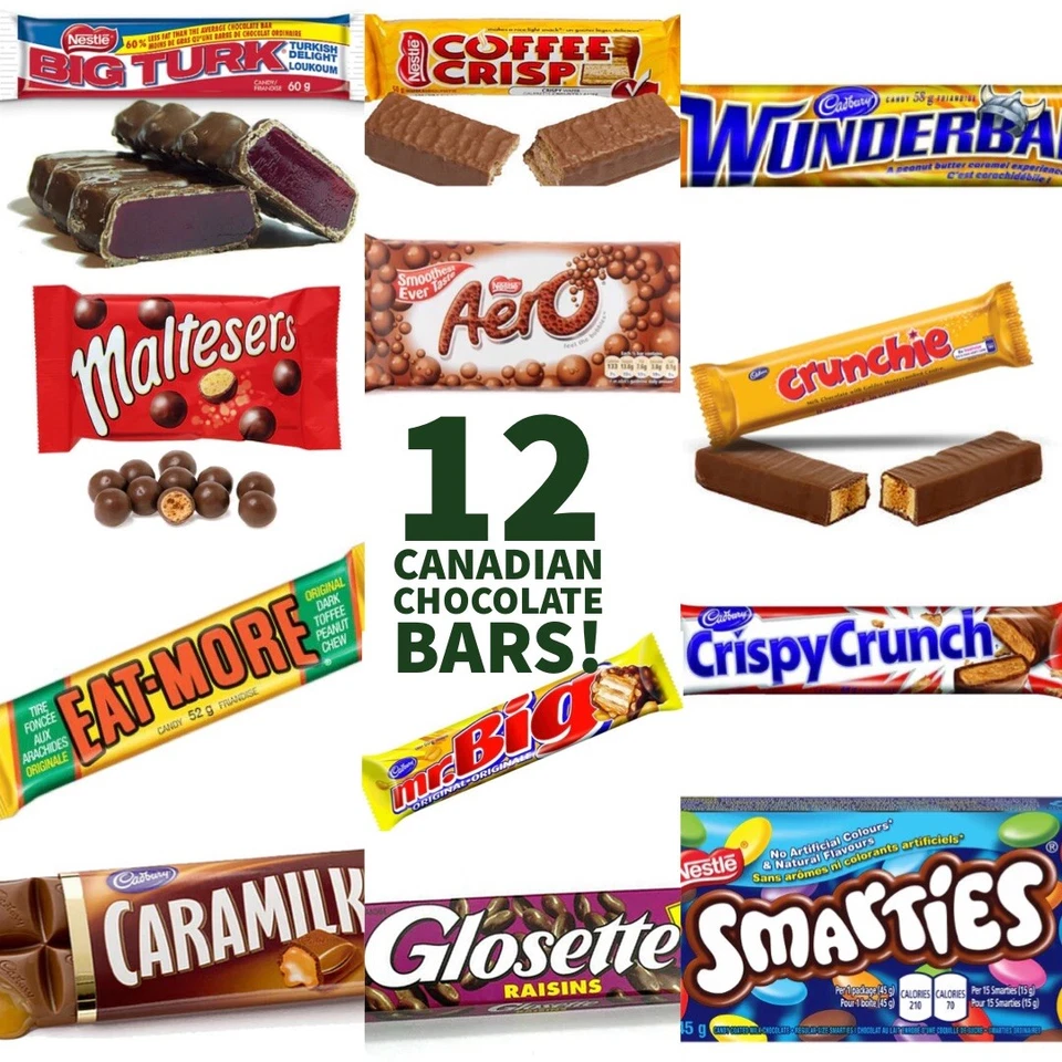 12 Chocolate Bars From Canada! Fresh Canadian Chocolate Snack Box! - Image 1 of 1