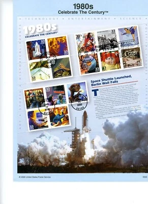 2000 USPS Souvenir 33¢ CELEBRATE THE CENTURY - 1980'S #0002 w/Watermark Archival - Image 1 of 2