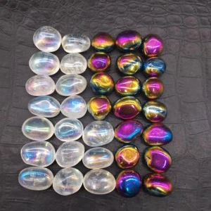 Titanium Rainbow Aura Clear Quartz Crystal Tumbled Stone Healing Decora 100g - Picture 1 of 21