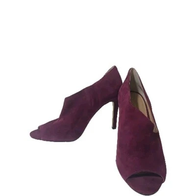 Tacones de aguja Ann Taylor ciruela gamuza punta abierta talla 8,5 M Foto 1 de 4