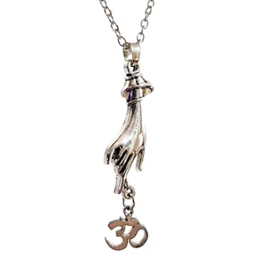 Collar con colgante de mano de Buda Om Namaste, joyería plateada para... - Imagen 1 de 10