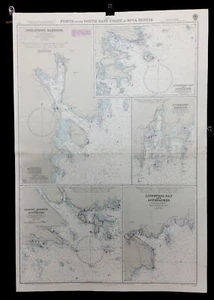 VINTAGE ADMIRALTY CHART. No.340. HARBOURS in NOVA SCOTIA. 1964 Edition - Picture 1 of 8