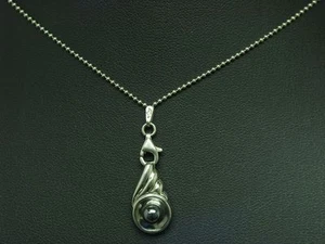 925 Plata de Ley Cadena & Colgante Con Hematita Guarnición/Plata Auténtica / - Imagen 1 de 4