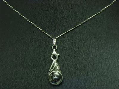 925 Argento Sterling Collana Pendente Con Ematite Ricoperto / Vero / 82,0cm - Immagine 1 di 4