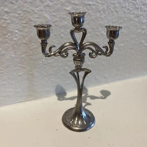 Antique miniature pewter Art Nouveau Candelabra candleholder - Picture 1 of 2