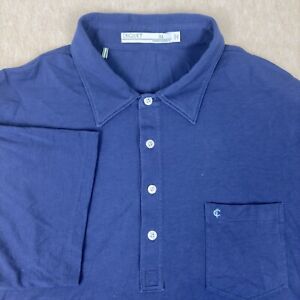 CRIQUET Shirt Mens XL Navy Blue Short Sleeve Casual Golf Polo Pocket Pima Cotton