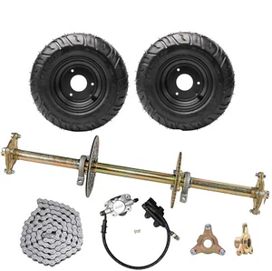 32" Go Kart Rear Live Axle Kit Complete 6" 7" Wheels Sprocket Brake Wheel Hub - Picture 1 of 22